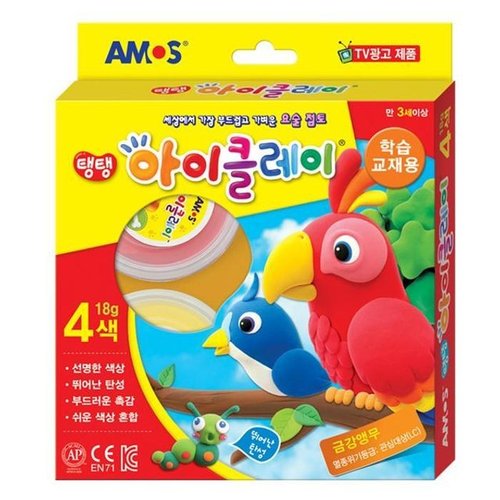 셀러허브 패션 [OFJKN531]아모스 탱탱 아이클레이 18gx4색 학습교재용