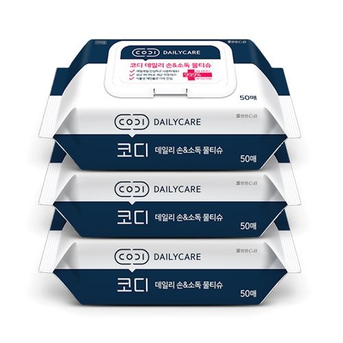 코디 쌍용씨앤비 코디 데일리 손 소독 물티슈 캡형 50매 3팩