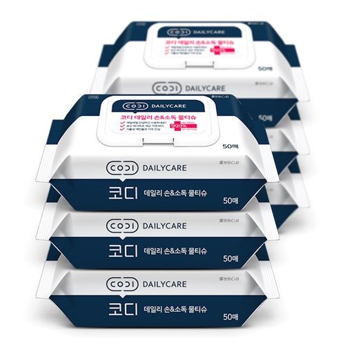 코디 쌍용씨앤비 코디 데일리 손 소독 물티슈 캡형 50매 6팩