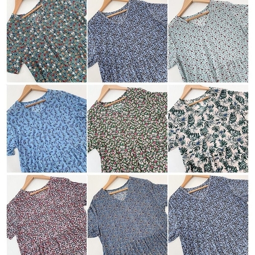 기타 촌캉스 데일리 홈웨어 랜덤색상 꽃무니 3단 원피스 (KYR-WFG05ZX)