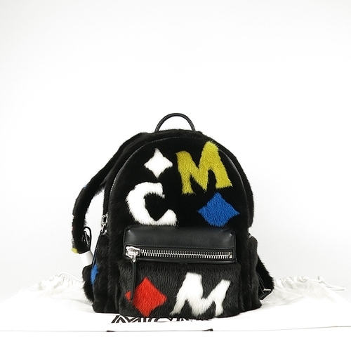 엠씨엠 고이비토 중고명품 MCM(엠씨엠) MMK 7AVE62 BK001 블랙 컬러 레더 밍크 다이아몬드 슈타크 백팩