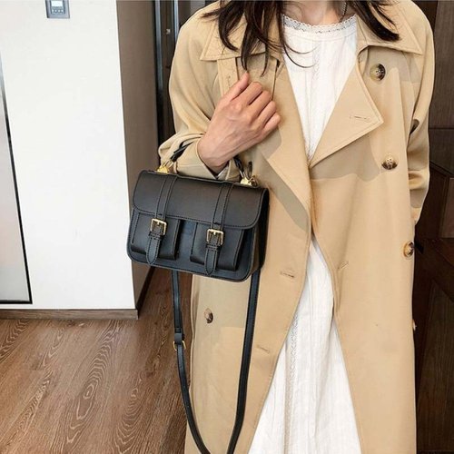 [옷자락][옷자락] 여자 뉴트로 오피스룩 더블포켓 버클 토트백 크로스백