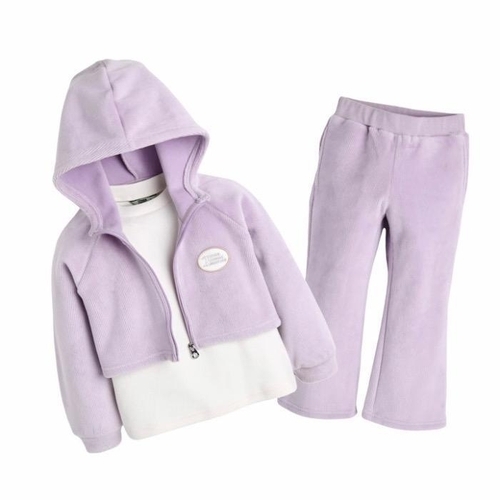 셀러허브 2 컬리수 HC04 3PCS후드밍크셋업 아동 키즈 초등 겨울 여아 여자아이 집업 기모 티셔츠 바지 C244ST301P