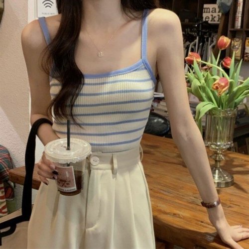 패션플러스 [지니온] 감성 탱크탑 깔끔한 캐주얼 휴가룩 여 GNO41379
