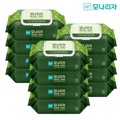 모나리자 내추럴 그린티 물티슈 캡형(72매x12팩)