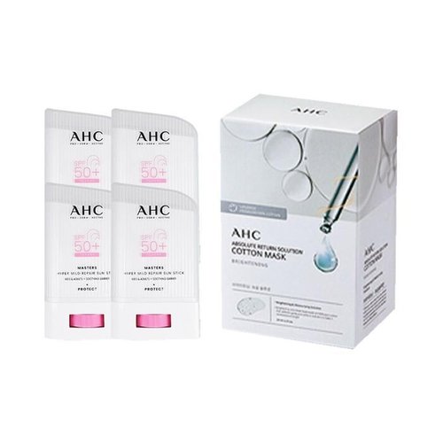 [셀러허브 1]AHC 마스터즈 핑크 선스틱 22g 4개+마스크팩 브라이트닝 25매