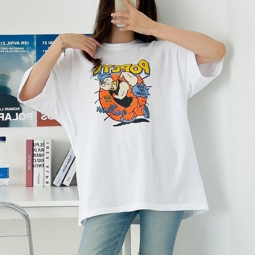 아이우먼 심플근육맨박시티셔츠 NSX051M603 빅사이즈_P418348862