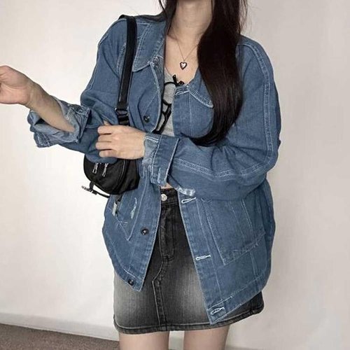 셀러허브 패션 [오노마] ONM 드스트로이드 데님자켓 빈티지 루즈핏 간절기 청자켓