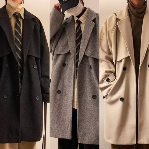 리빌모아 남자 오버핏 캐주얼 버튼 카라 트렌치 울 코트 OC-CT-SWFGNRMJ