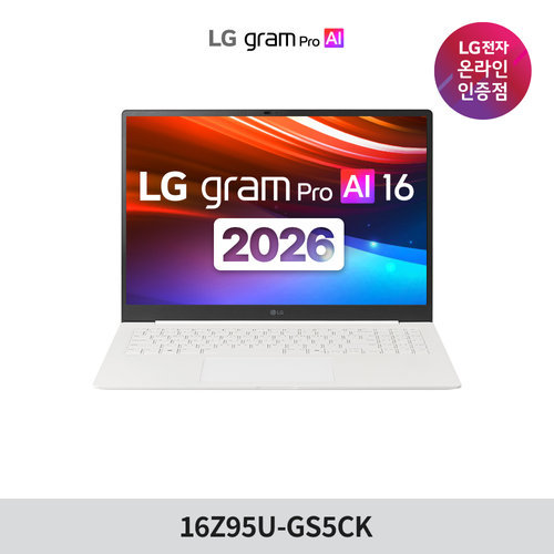 LG전자 [최종207만] LG 그램 Pro 2026 16 16Z95U-GS5CK AMD 고르곤 Ryzen AI 5 435 16GB 256GB WIN11