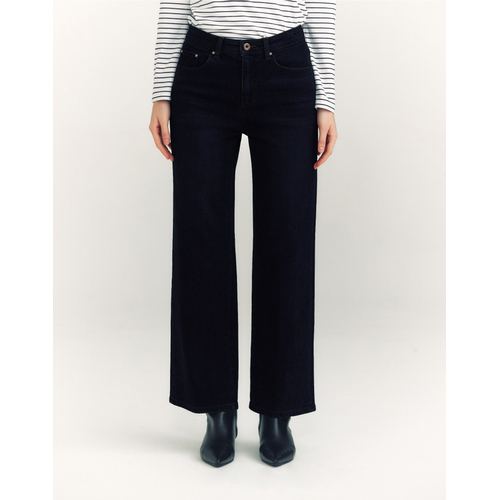 헤지스여성 헤지스 여성 [클리어런스][스테디셀러][기모][세미와이드] 생지 네이비 에센셜 데님 팬츠 (WSPA4D983N1)