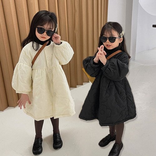 조이멀티 꽃누빔 벌룬소매 여아 롱 패딩점퍼 205501