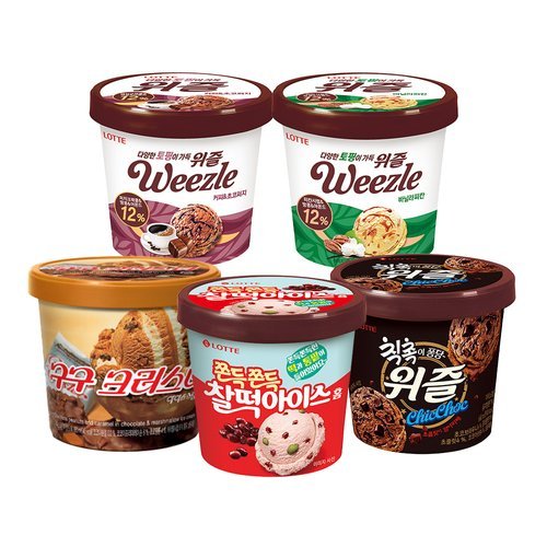 롯데웰푸드 떠먹는 아이스크림 5종 6개 골라담기 구구크러스터 찰떡아이스홈 위즐 등