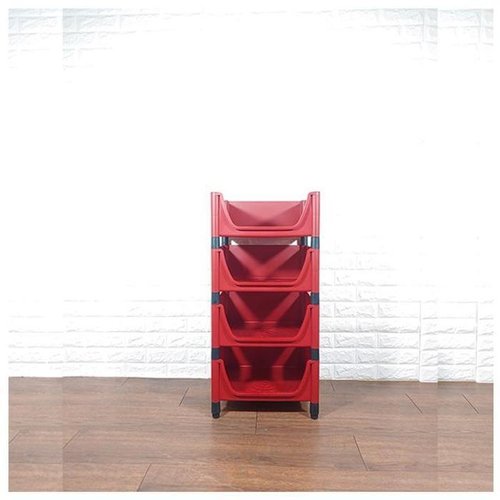 셀러허브 1 [RG64O2O1]적층식 수납박스 4단 레드 고정형 수납장