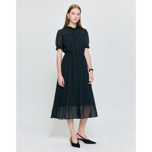 헤지스여성 헤지스 여성 [마지막수량/추가할인]쉬폰 체크 원피스 다크그린  (HSDR5C701E3)
