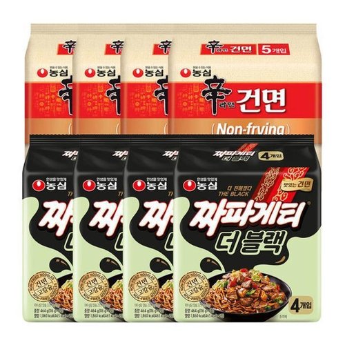 셀러허브 식품 건면모음) 짜파게티 더블랙 16개 + 신라면 건면 20개 (총 36봉)