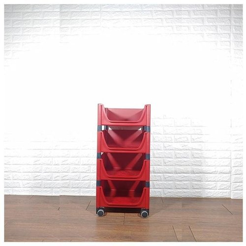 셀러허브 1 [RG64O2O5]적층식 수납박스 4단 레드 로라형 수납장