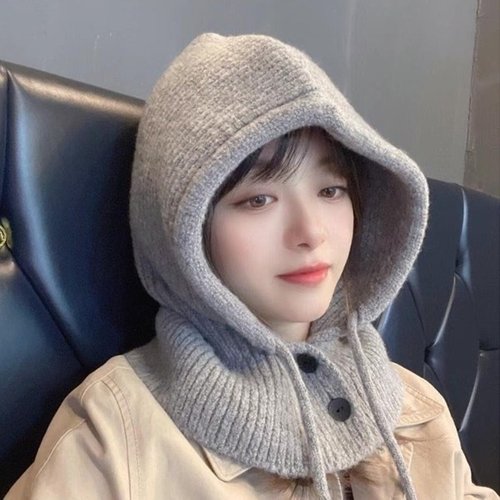 기타 [애슬릿] 단추 니트 바라클라바 후드 알래스카 넥 워머