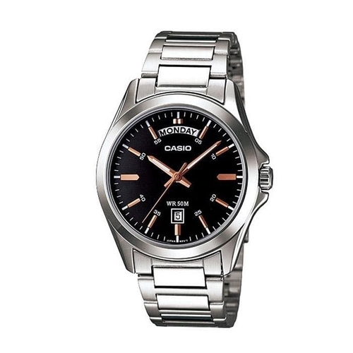 카시오 MTP-1370D-1A2 남성 라운드 아날로그 메탈 손목 시계