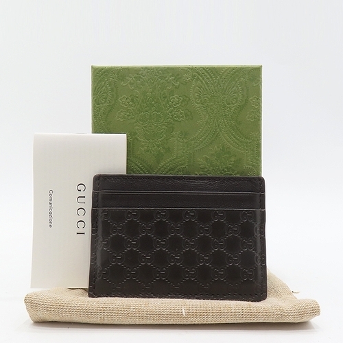 구찌 구찌 고이비토 중고명품 Gucci(구찌) 262837 다크 브라운 레더 GG 로고 마이크로 시마 카드지갑