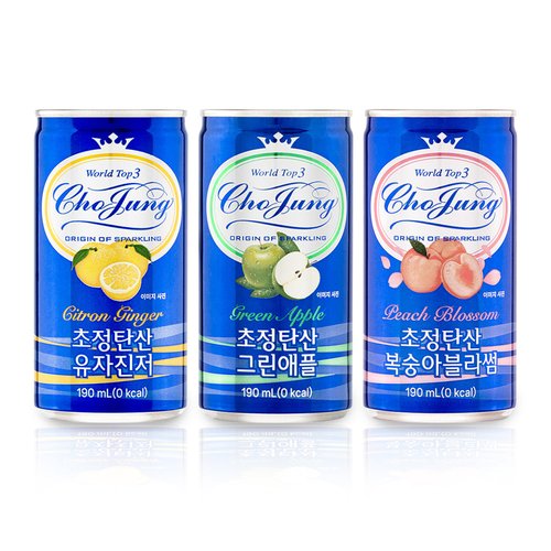 일화 초정탄산 190ML 60캔 (그린애플/피치블라썸/유자진저)