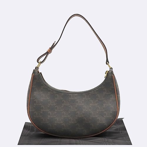 [중고] 셀린느 고이비토 중고명품 Celine(셀린느) 193952 탠 컬러 카프스킨 트리오페 켄버스 아바 호보 숄더백 60343wp
