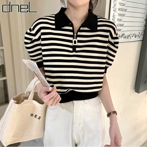 드넬 볼륨단가라집업티셔츠DWT41154A_P359872890